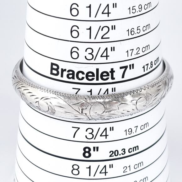 Vintage Sterling Silver 925 Hinged Bangle Bracelet – 7.25” Missing Safety Chain - Picture 9 of 11